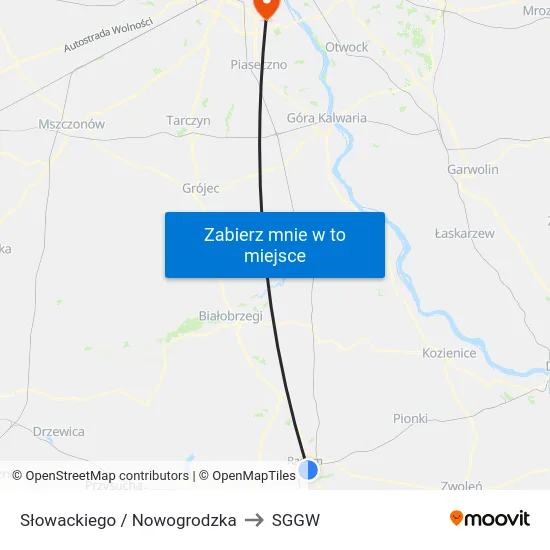 Słowackiego / Nowogrodzka to SGGW map