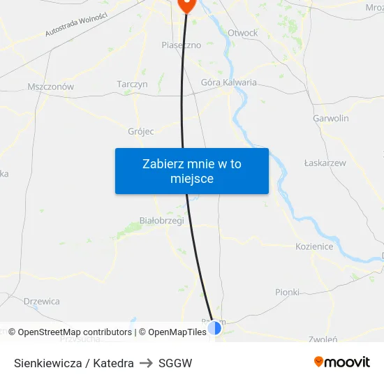 Sienkiewicza / Katedra to SGGW map
