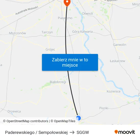 Paderewskiego / Sempołowskiej to SGGW map