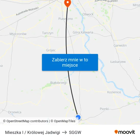 Mieszka I / Królowej Jadwigi to SGGW map
