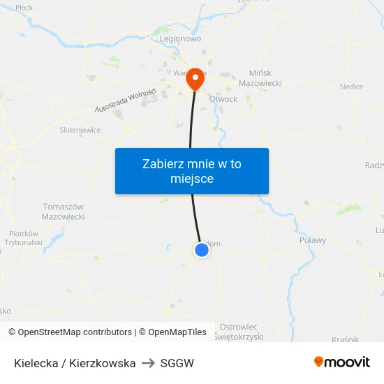Kielecka / Kierzkowska to SGGW map