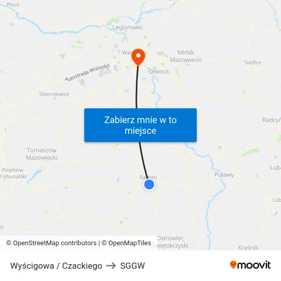 Wyścigowa / Czackiego to SGGW map