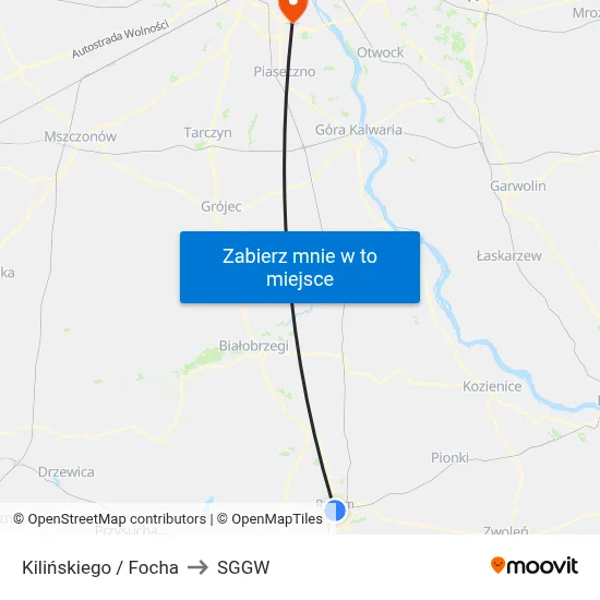 Kilińskiego / Focha to SGGW map