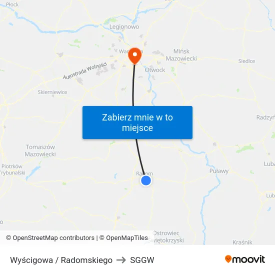 Wyścigowa / Radomskiego to SGGW map