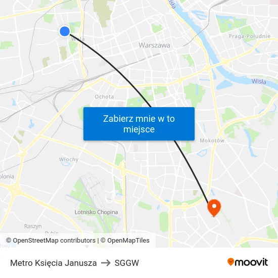 Metro Księcia Janusza to SGGW map