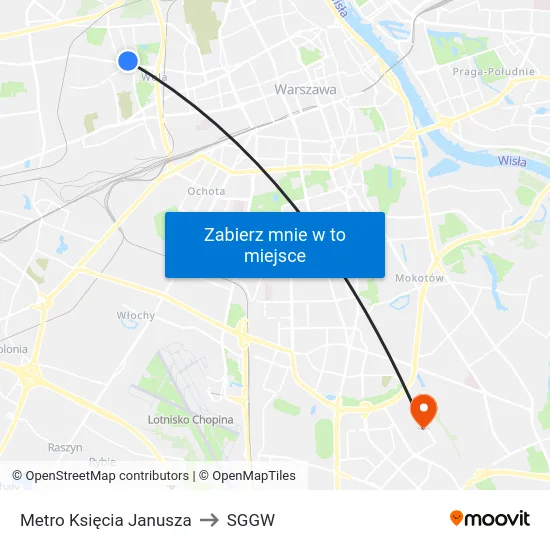 Metro Księcia Janusza to SGGW map