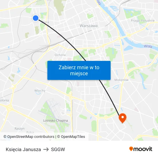 Księcia Janusza to SGGW map