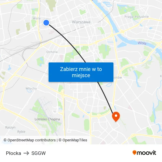 Płocka to SGGW map
