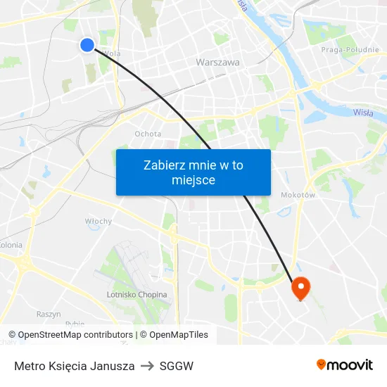 Metro Księcia Janusza to SGGW map