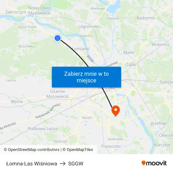 Łomna-Las Wiśniowa to SGGW map