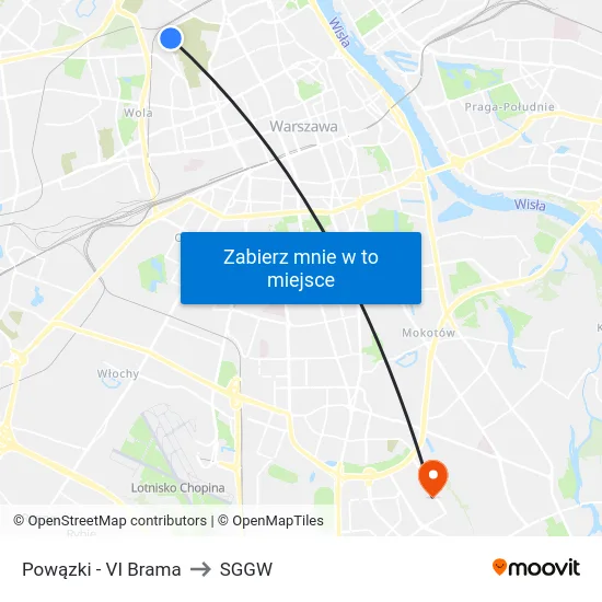 Powązki - VI Brama to SGGW map