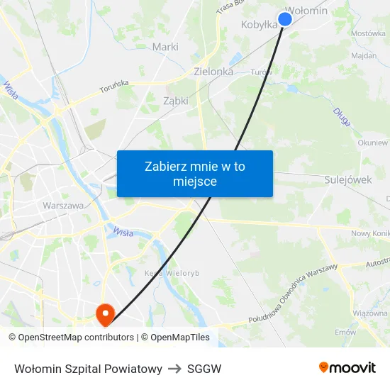 Wołomin Szpital Powiatowy to SGGW map