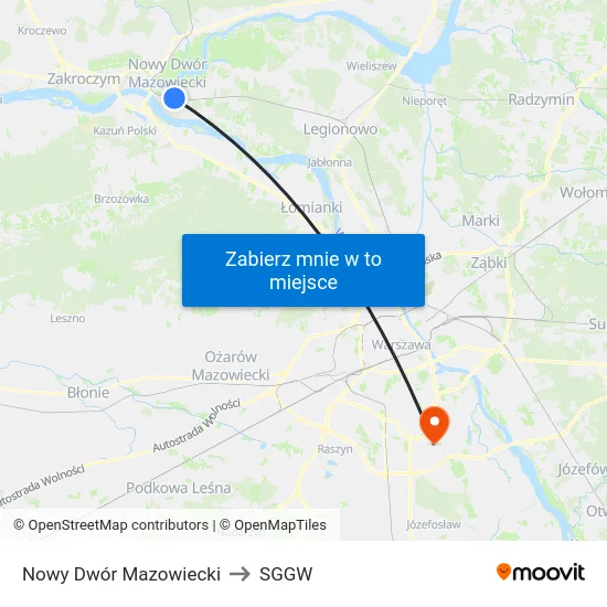 Nowy Dwór Mazowiecki to SGGW map