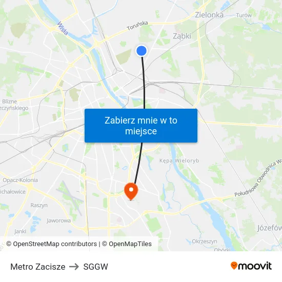 Metro Zacisze to SGGW map