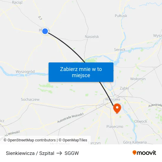 Sienkiewicza / Szpital to SGGW map