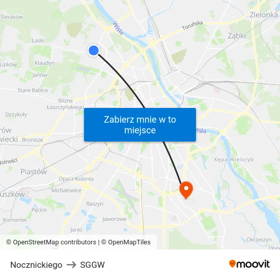 Nocznickiego to SGGW map