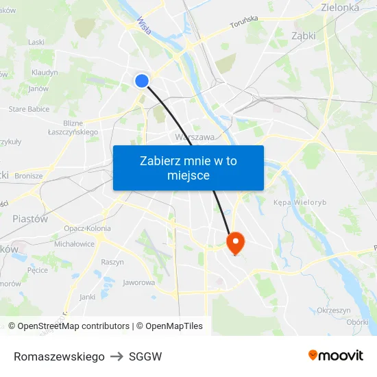 Romaszewskiego to SGGW map