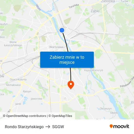 Rondo Starzyńskiego to SGGW map