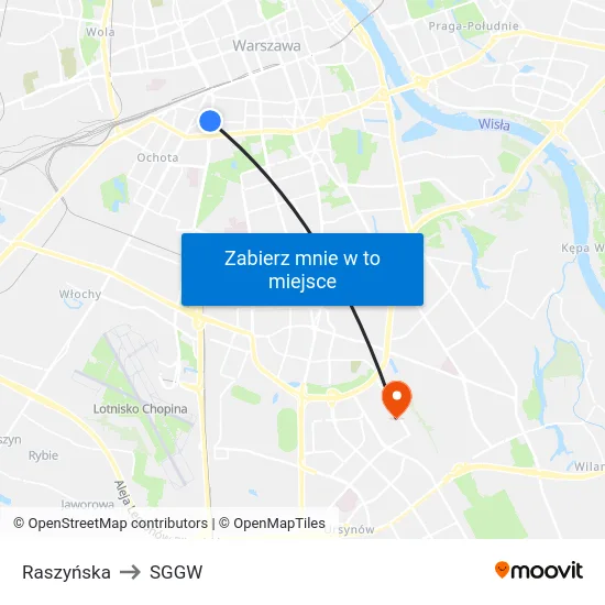 Raszyńska to SGGW map