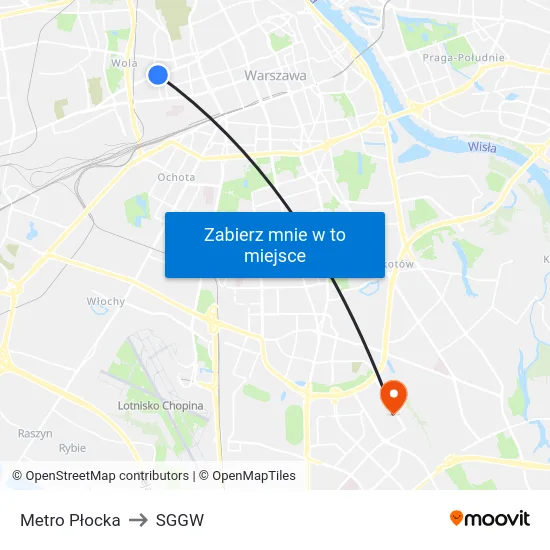 Metro Płocka to SGGW map