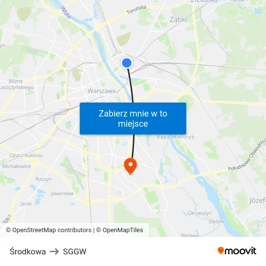 Środkowa to SGGW map