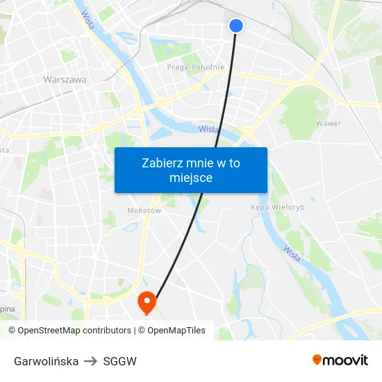 Garwolińska to SGGW map
