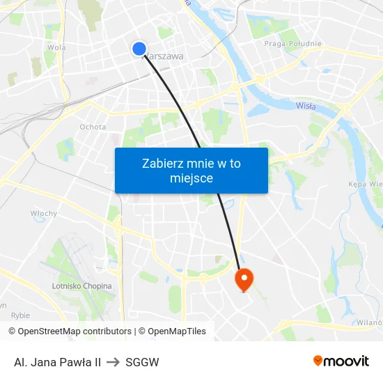 Al. Jana Pawła II to SGGW map