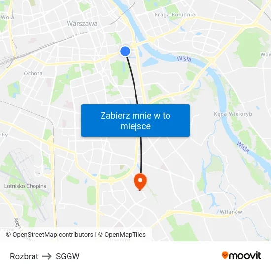 Rozbrat to SGGW map