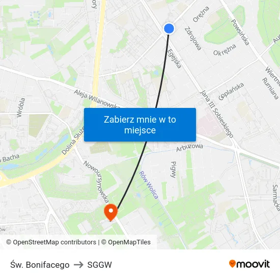 Św. Bonifacego to SGGW map