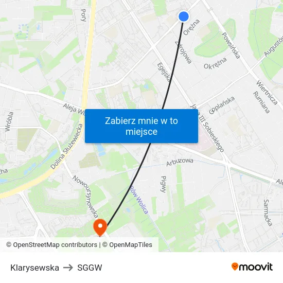 Klarysewska to SGGW map