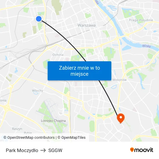 Park Moczydło to SGGW map