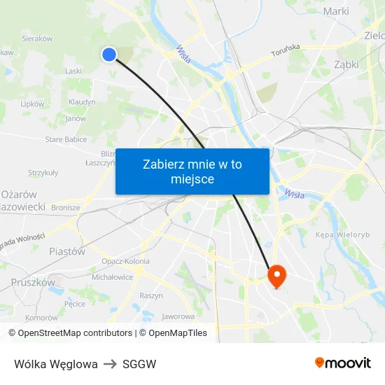 Wólka Węglowa to SGGW map