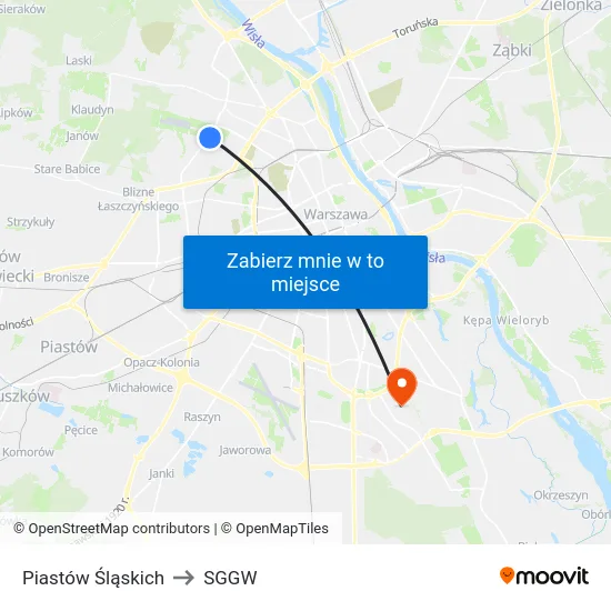 Piastów Śląskich to SGGW map