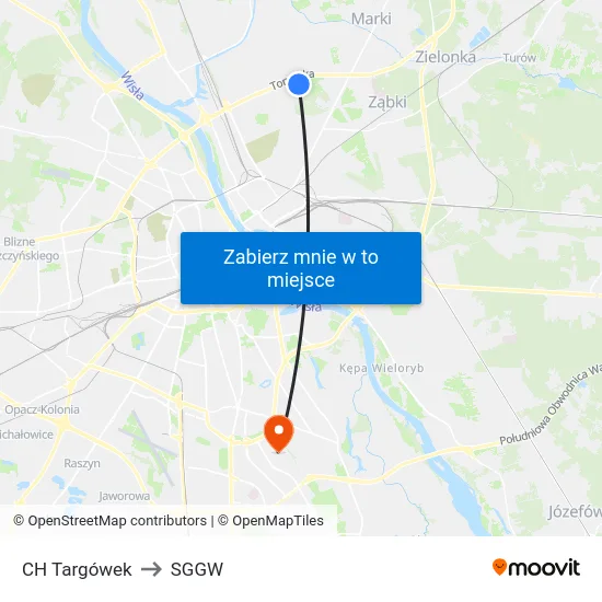 CH Targówek to SGGW map