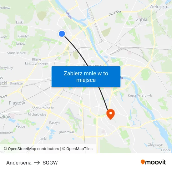 Andersena to SGGW map