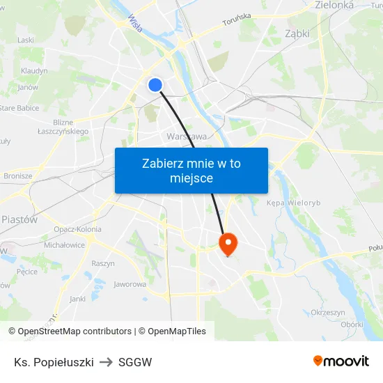 Ks. Popiełuszki to SGGW map