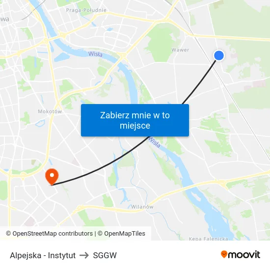 Alpejska - Instytut to SGGW map