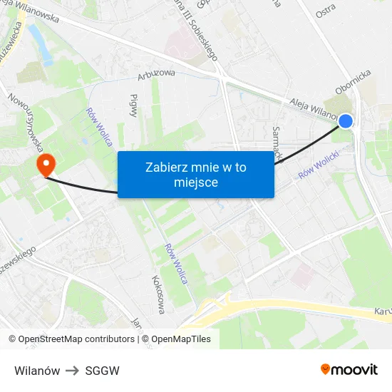 Wilanów to SGGW map