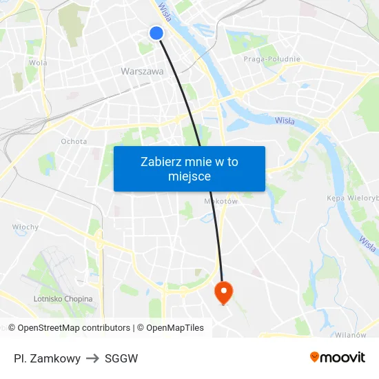Pl. Zamkowy to SGGW map