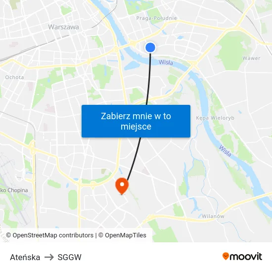 Ateńska to SGGW map