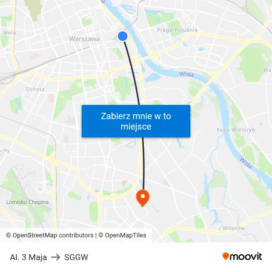 Al. 3 Maja to SGGW map