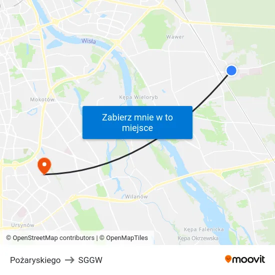 Pożaryskiego to SGGW map