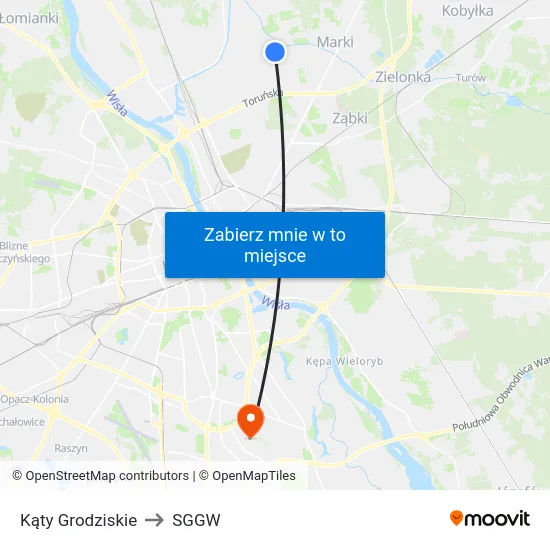 Kąty Grodziskie to SGGW map
