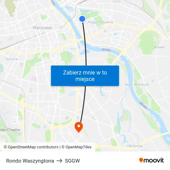 Rondo Waszyngtona to SGGW map