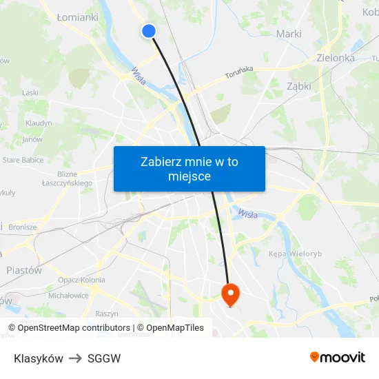 Klasyków to SGGW map