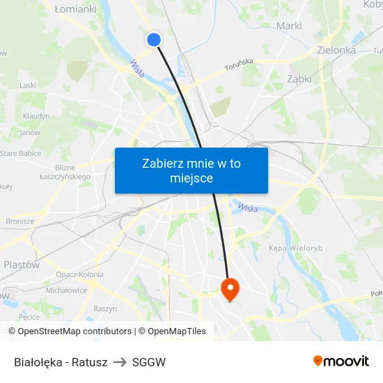 Białołęka - Ratusz to SGGW map