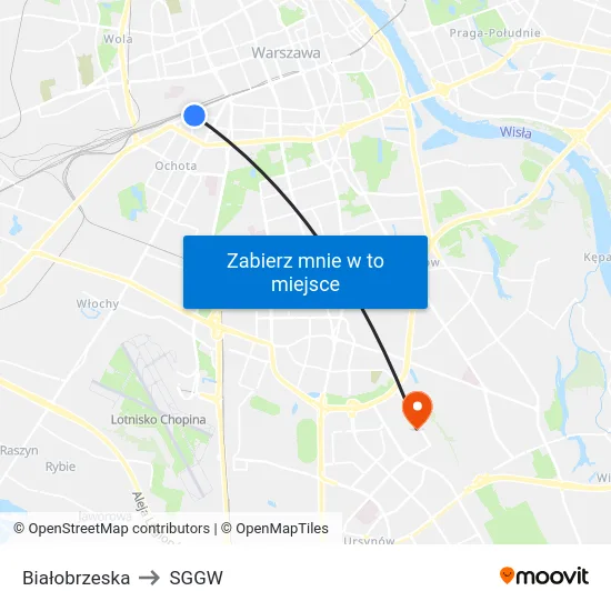 Białobrzeska to SGGW map