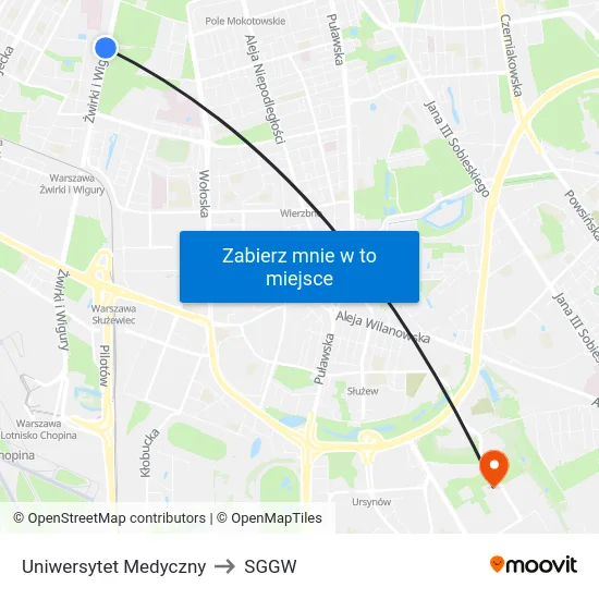 Uniwersytet Medyczny to SGGW map