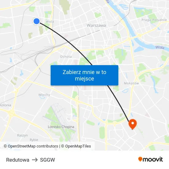 Redutowa to SGGW map