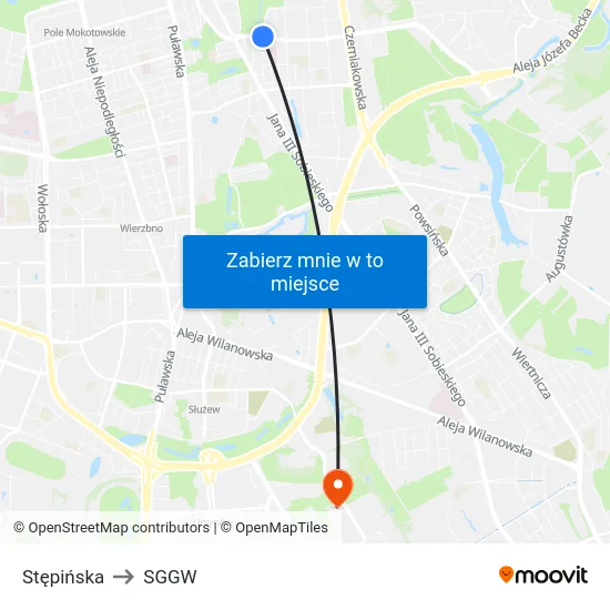 Stępińska to SGGW map